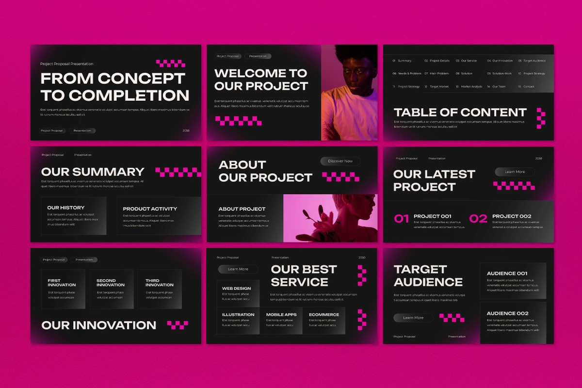 Black Project Proposal Google Slide, a Presentation Template by graphicook (Photo 2 of 4)