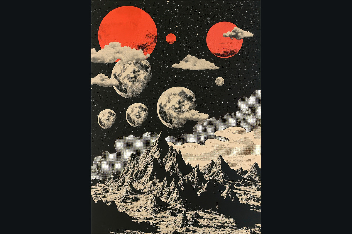 Celestial Space Mountain Collages, a Decorative Illustration by StockVerse Creative (Photo 3 of 4)