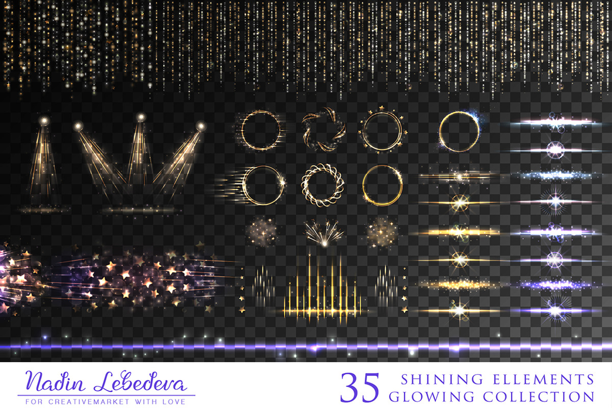 VECTOR GLOWING COLLECTION / BRUSHES, a Background Graphic by Nadin_Lebedeva (Photo 9 of 11)