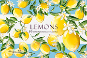 Lemons Clipart Set, a Seasonal Illustration by Leonaa art (Thumbnail 1 of 11)