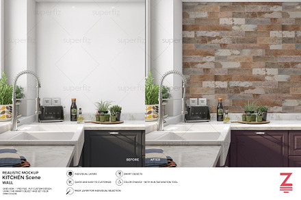 Wall Mockup Kitchen Scene SM12