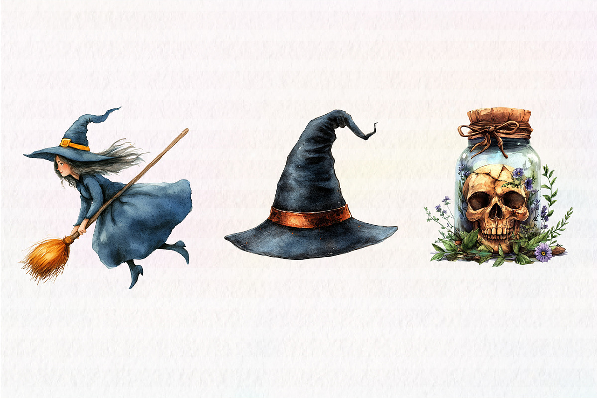 Watercolor Halloween Clipart, an Illustration by CreationArt (Photo 5 of 5)