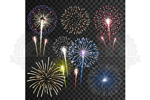 Set Of Isolated Vector Fireworks