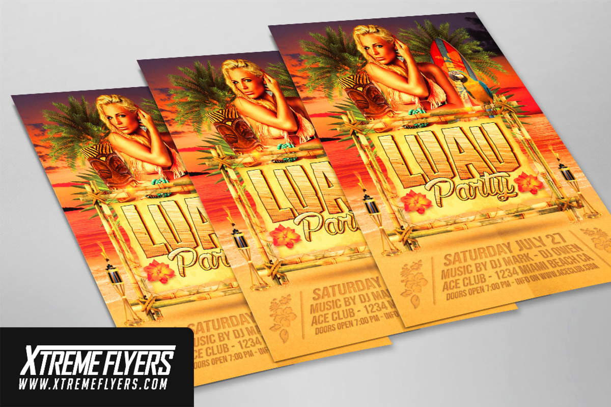 Luau Party Flyer Template, a Flyer Template by XtremeFlyers (Photo 2 of 2)
