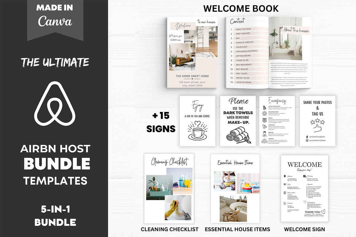 Airbnb Host Bundle Canva Templates, a Templates & Theme by Mrxking (Photo 1 of 8)