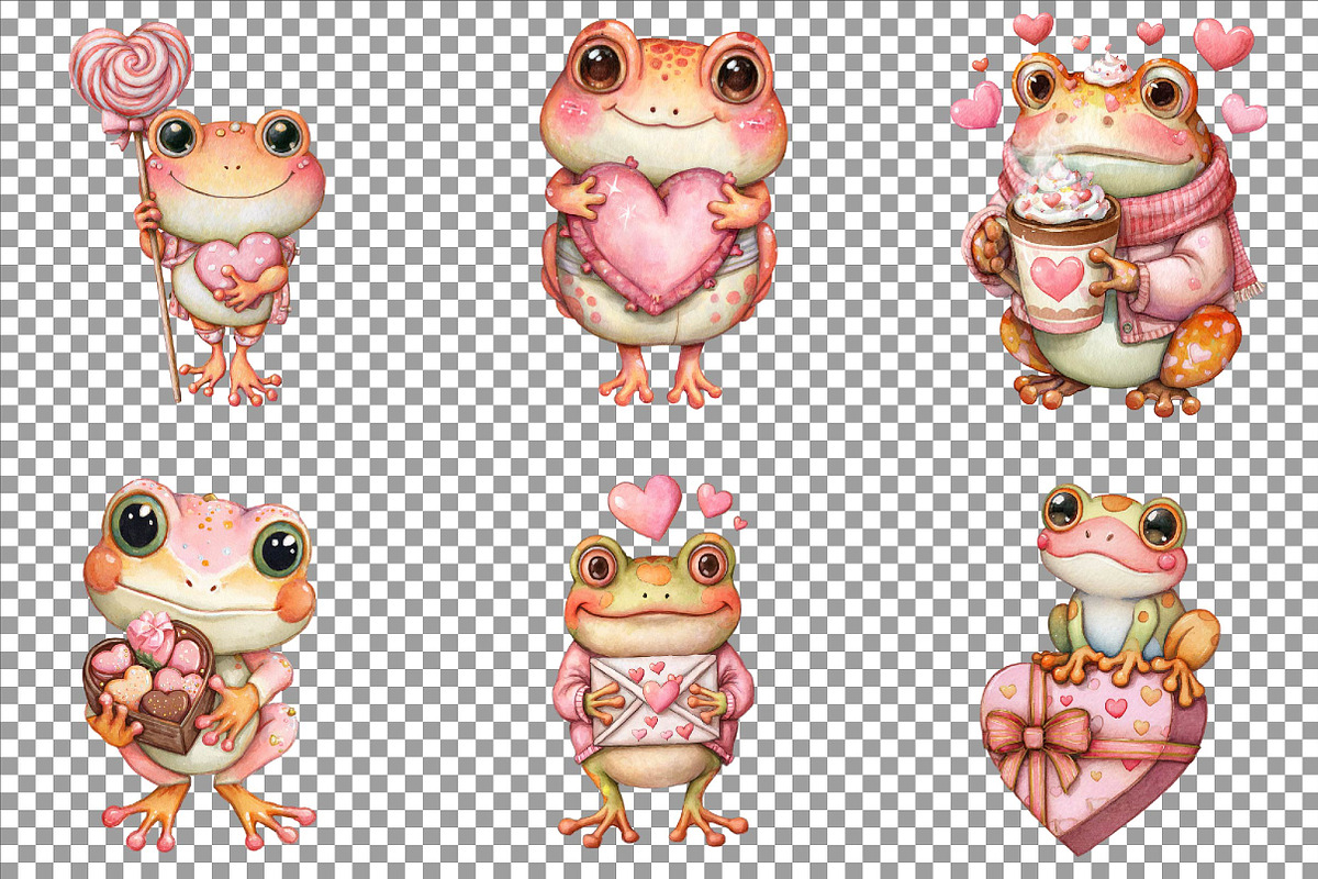 Whimsical Valentine Frog Clip-art, an Illustration by Sublimation Artist (Photo 4 of 6)