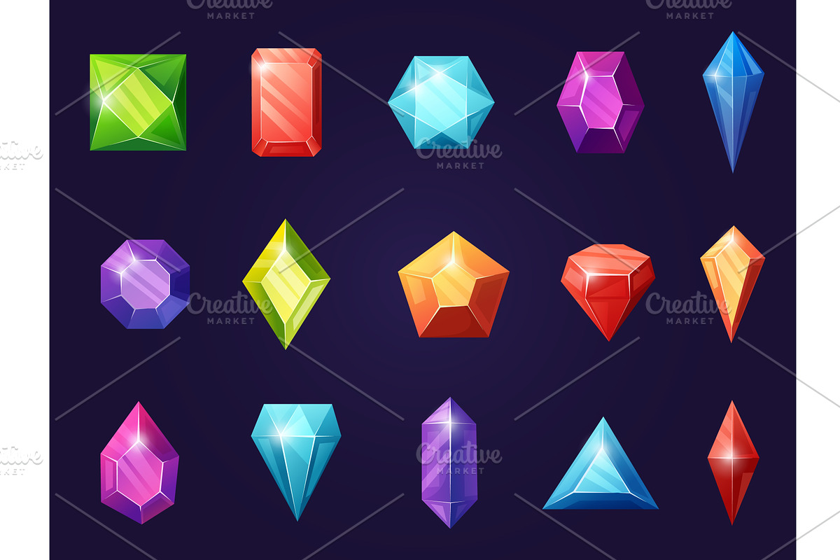 Cartoon crystal gems. Colorful, an Illustration by LadadikArt
