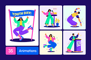 35 Animated Youth Day Illustrations, a Person Illustration by Creative Stall (Thumbnail 1 of 4)