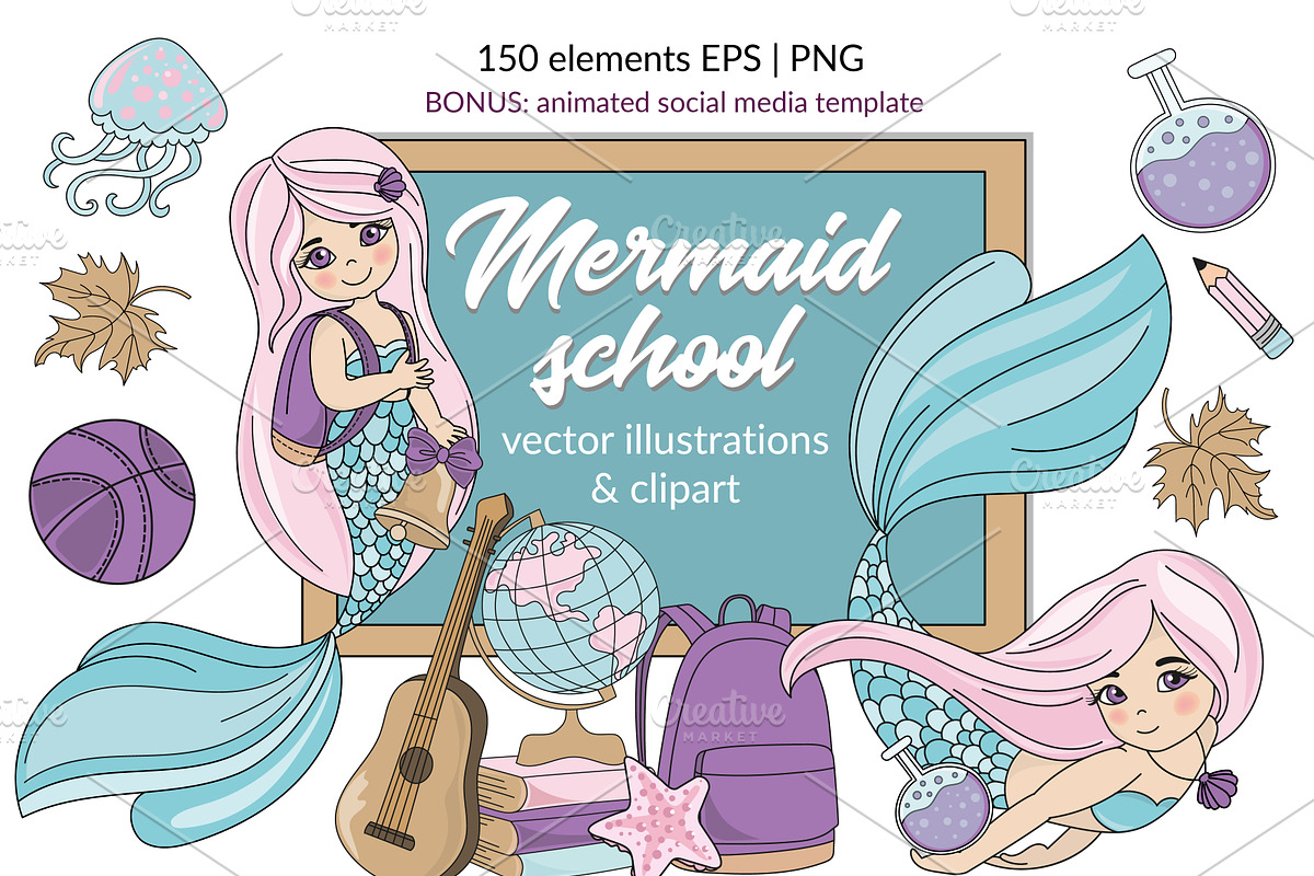 MERMAID SCHOOL, a Decorative Illustration by FARAWAYKINGDOM (Photo 1 of 11)