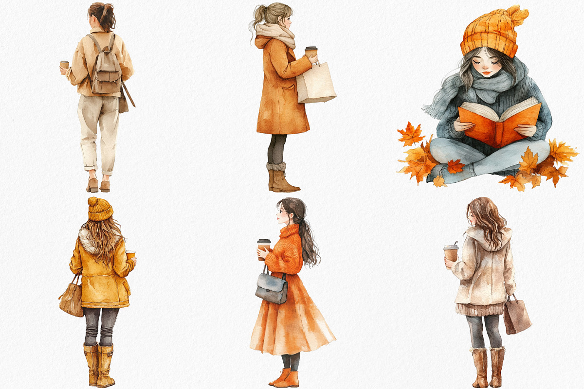 Autumn Coffee Girl Clipart, an Icon by Canvas Craft (Photo 3 of 7)