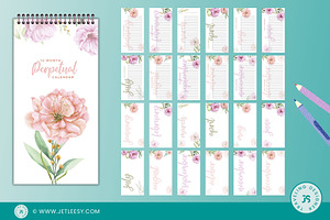 12 Month Flower Calendar Notepad