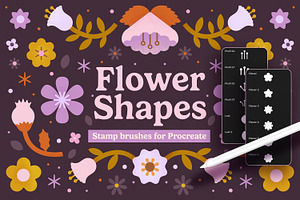 Flower Stamp Brushes for Procreate, a Brush Add-On by seamless team