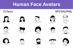 Doodle Human Face Avatars, a Person Illustration by Milota