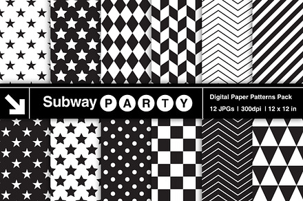 Black & White Geometric Papers, a Pattern Graphic by SubwayParty
