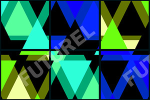 Set Of Bright Geometric Patterns.