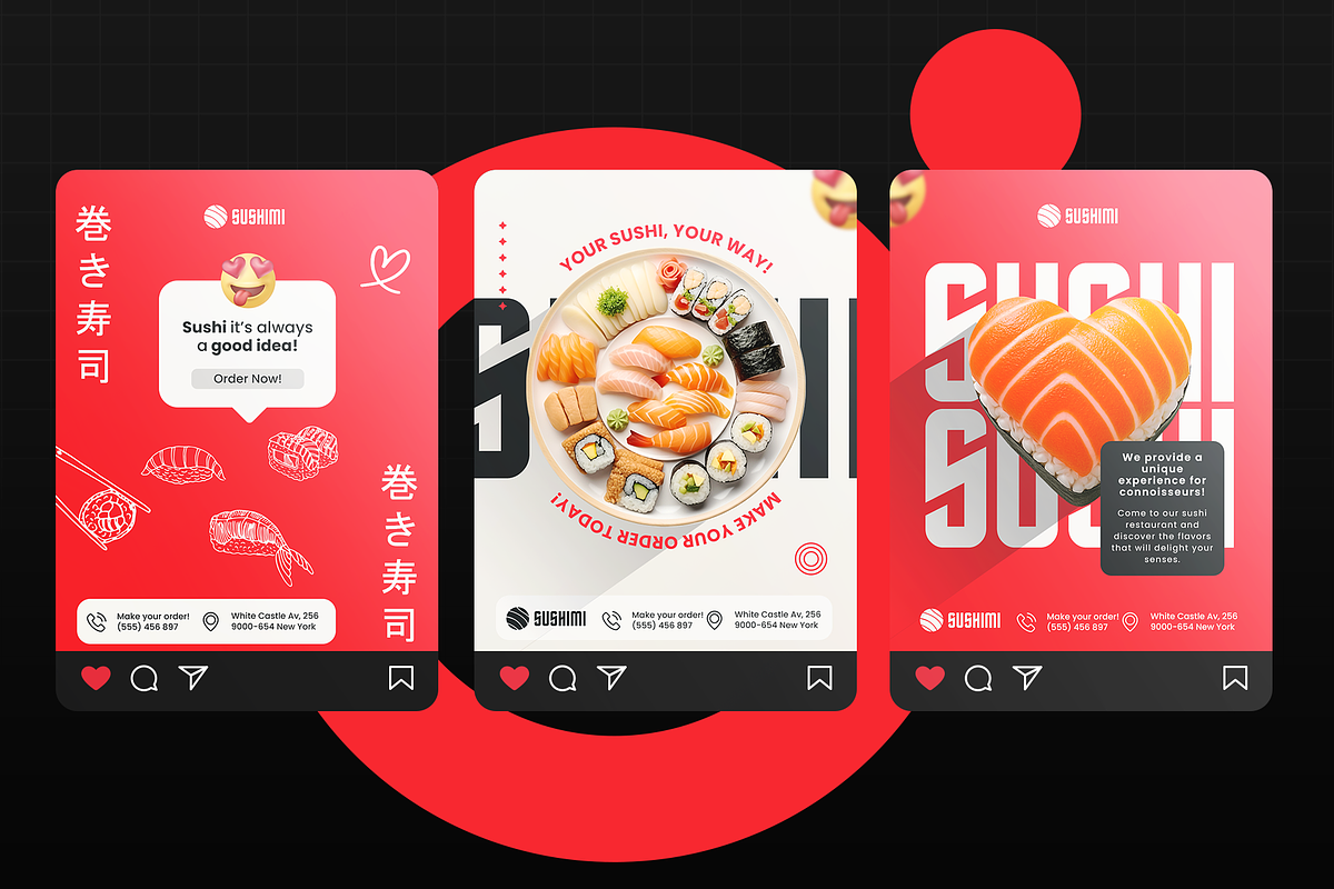 Social Media – Sushi (PSD + Canva), a Social Media Template by Nina Shaw (Photo 4 of 11)