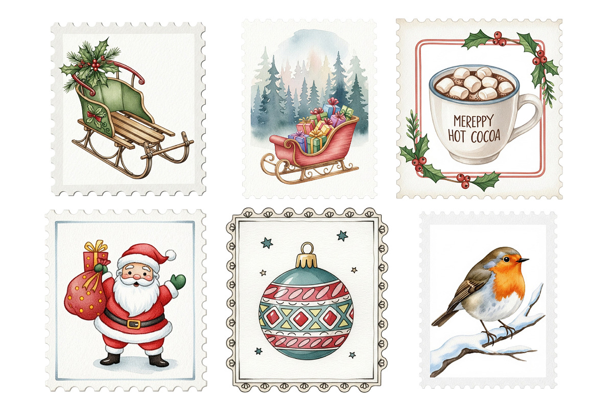 Christmas Postage Stamps, an Illustration by Daily.Designs (Photo 8 of 9)
