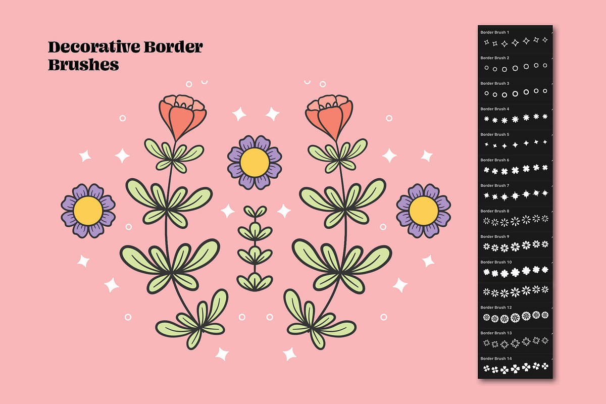 Floral Line Art Set for Procreate, a Brush Add-On by Pencil Twist (Photo 4 of 10)