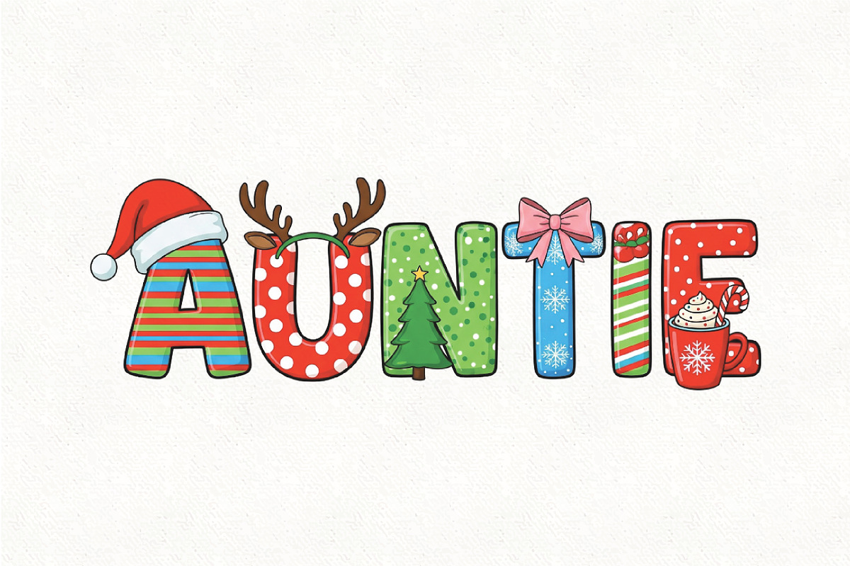 Auntie Christmas Coquette Pink Bow, an Illustration by CraftArtStudio (Photo 1 of 4)