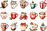 Retro Christmas Hot Cocoa Mugs, an Illustration by Designking (Thumbnail 2 of 5)