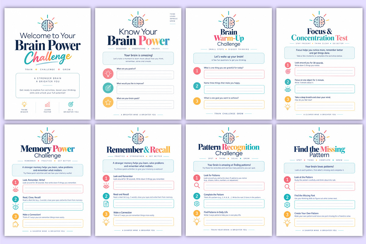 Brain Power Challenge Workbook kdp, a Stationery Template by Mustafiz (Photo 2 of 4)