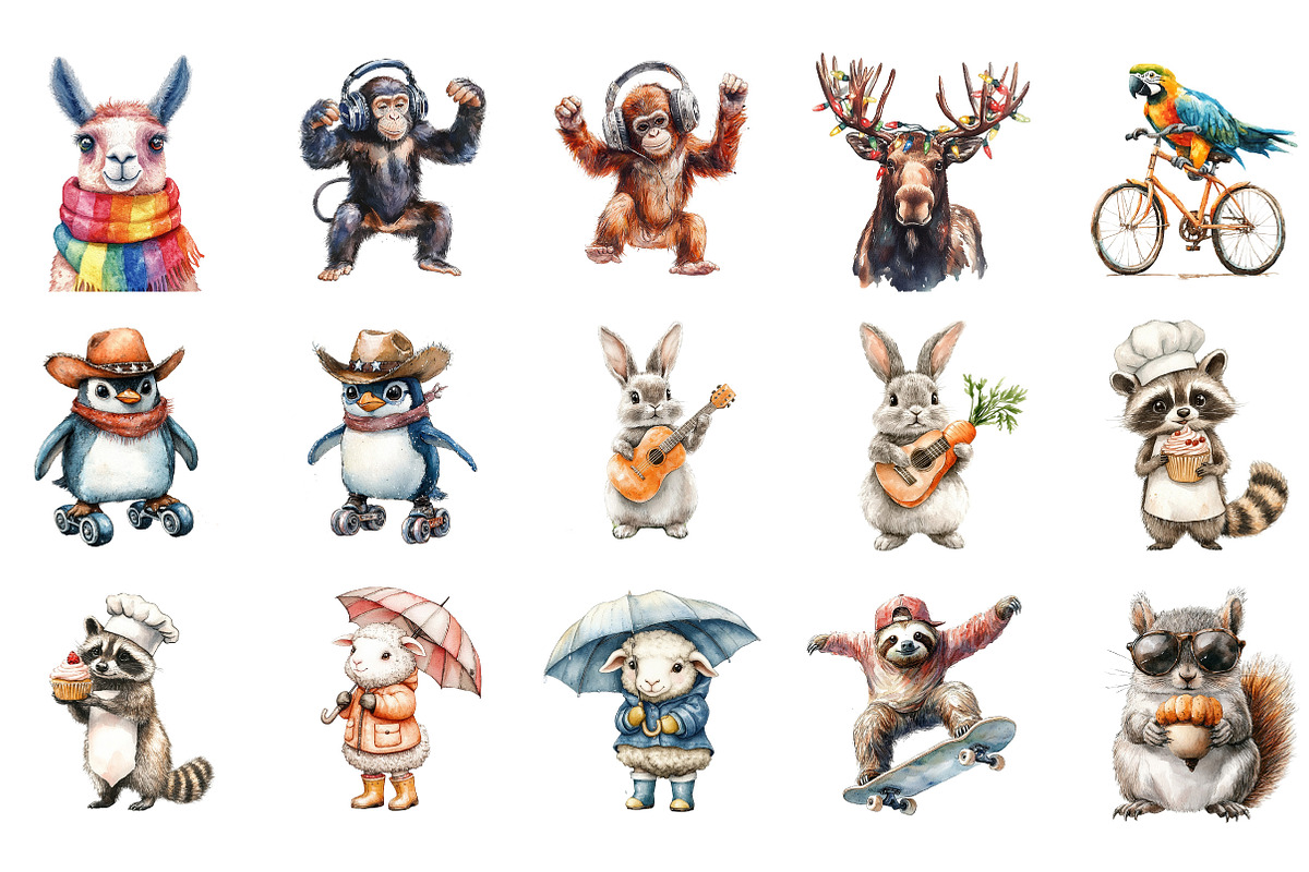 Adorable Crazy Animal Clipart, an Illustration by Designking (Photo 3 of 5)