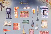 Sale!Watercolor Magician Clipart Set, a Decorative Illustration by ArtCreationsDesign (Thumbnail 8 of 9)
