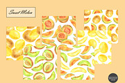 Watercolor Melon Seamless Patterns, a Food Illustration by OlDm_Shop (Thumbnail 8 of 10)