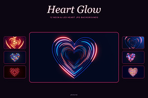 Heart Glow - 12 JPG Backgrounds