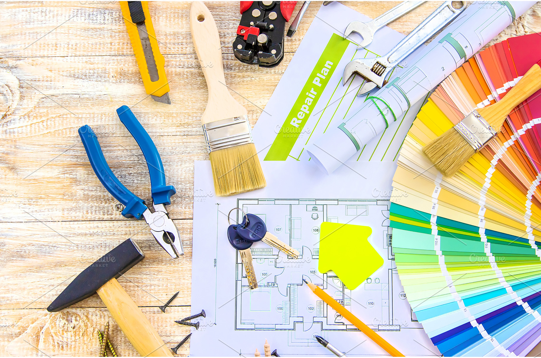 Paint palette house plan and repair, a Business Photo by yanadjana