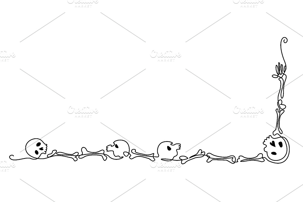 Halloween Skeleton Border with Scary, a Seasonal Illustration by Valenty (Photo 1 of 3)