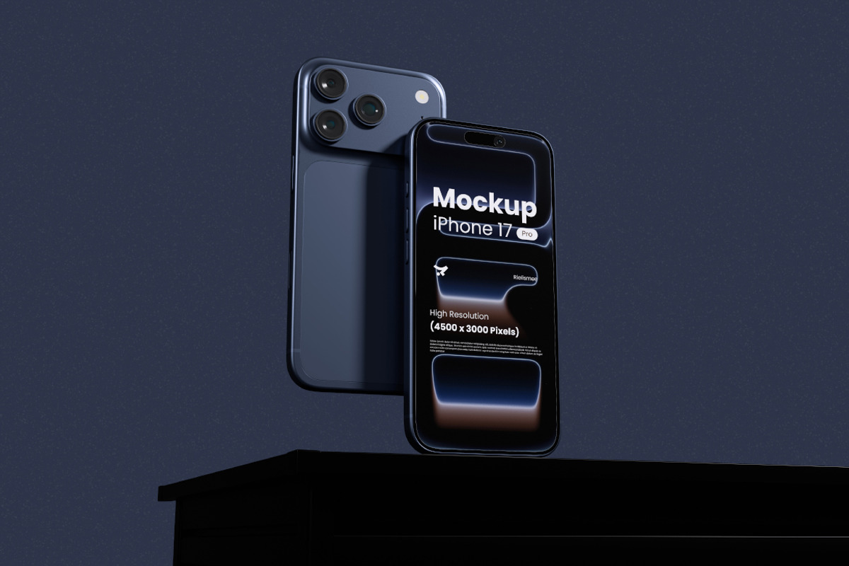 iPhone 17 Pro Mockup, an iPhone Mockup by Rielismee (Photo 5 of 5)
