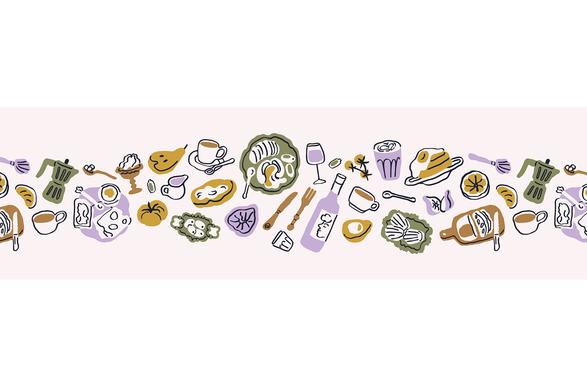 Doodle food seamless pattern, a Food Illustration by Good Studio (Photo 2 of 3)