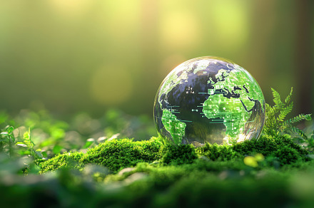 Glass Earth Globe on Green Moss Sust, a Background Photo by Pixeness