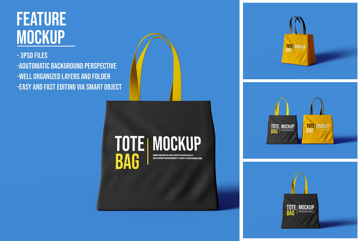 3 Totebag Mockup Sets, a Bottom Mockup by LOGTURNAL (Photo 1 of 4)