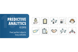 Predictive analytics icons set, a Finance Illustration by Aimagenarium@gmail.com