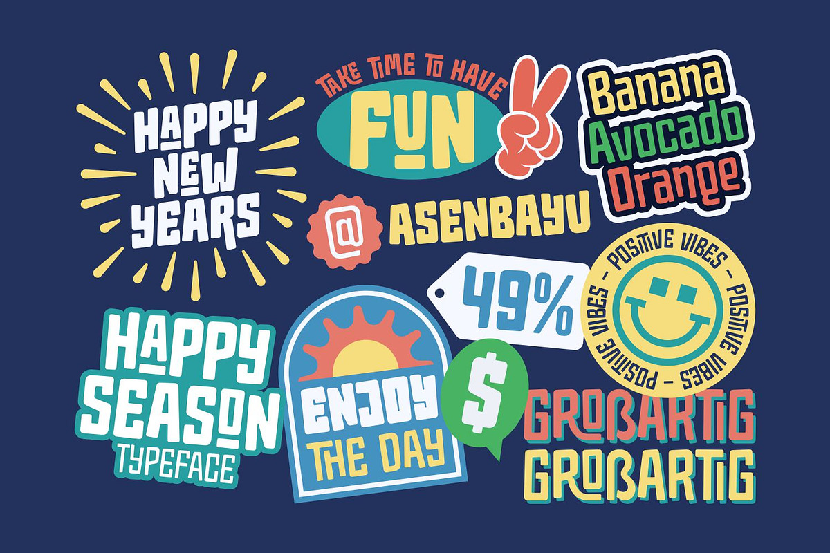 Happy Season Font Family, a Sans Serif Font by Asenbayu (Photo 7 of 14)