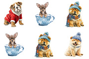 Watercolor Winter Puppy Clipart, an Illustration by DreamArtGraphic (Thumbnail 4 of 4)