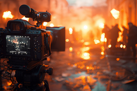 Behind the Scenes of an Action-Packed Movie Set with Professional Film Equipmen, a Photo by AS photostudio