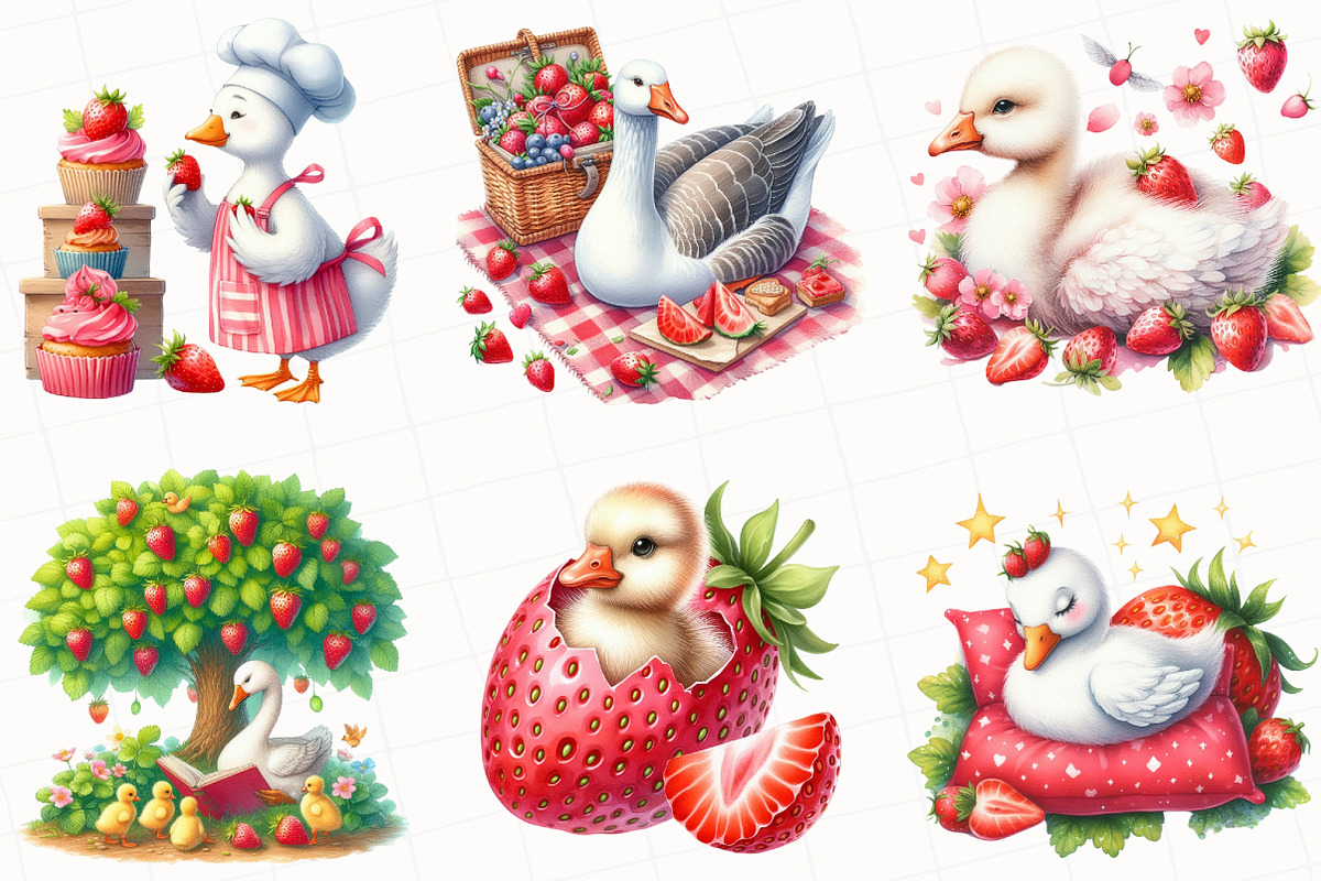 Strawberry Goose Clipart, an Illustration by OK Design (Photo 5 of 5)