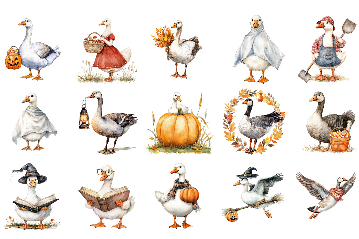 Fall Halloween Goose Sublimation, an Illustration by Designking (Photo 2 of 5)