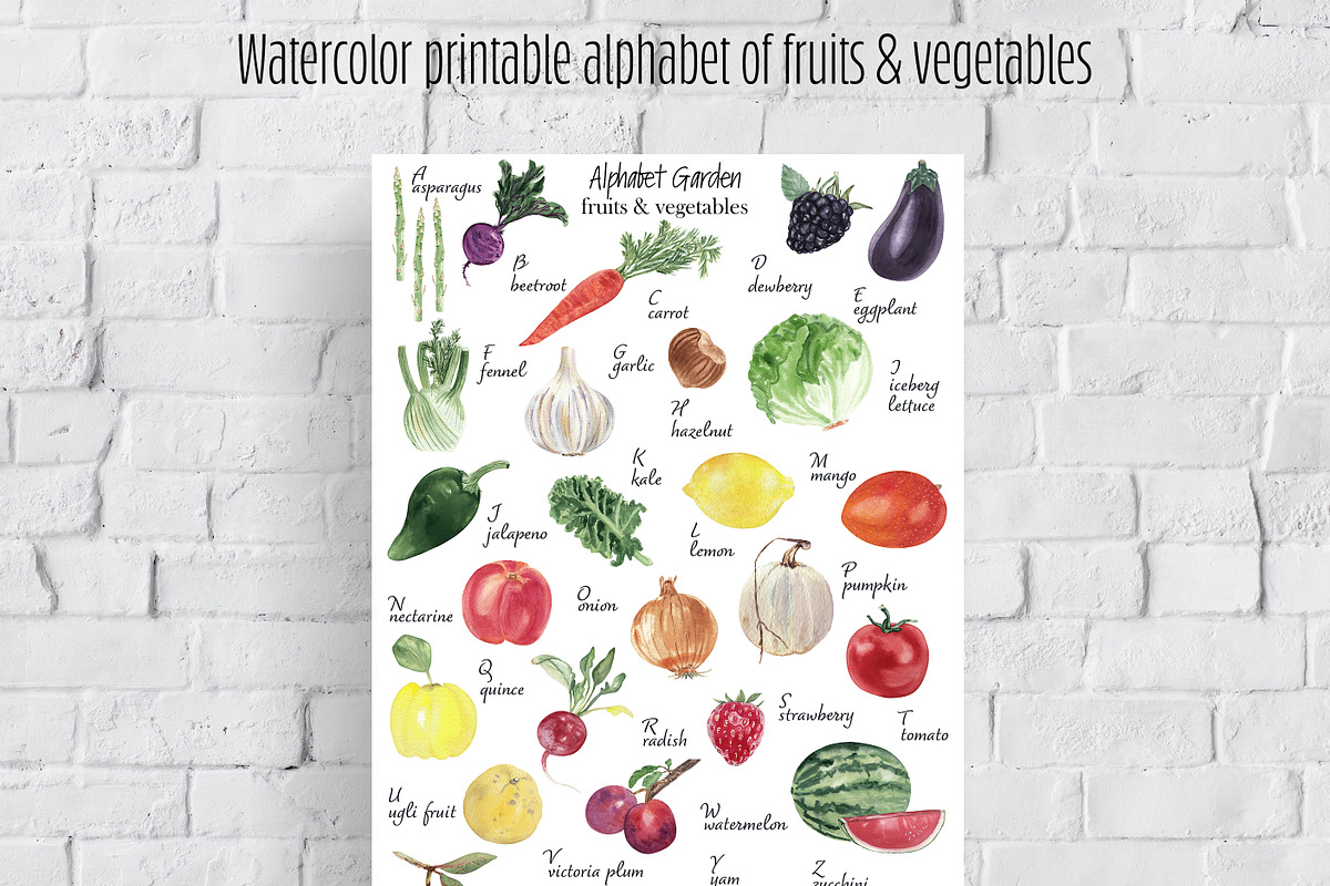 Fruits & vegetables garden alphabet, a Decorative Illustration by Visual Animal (Photo 3 of 13)
