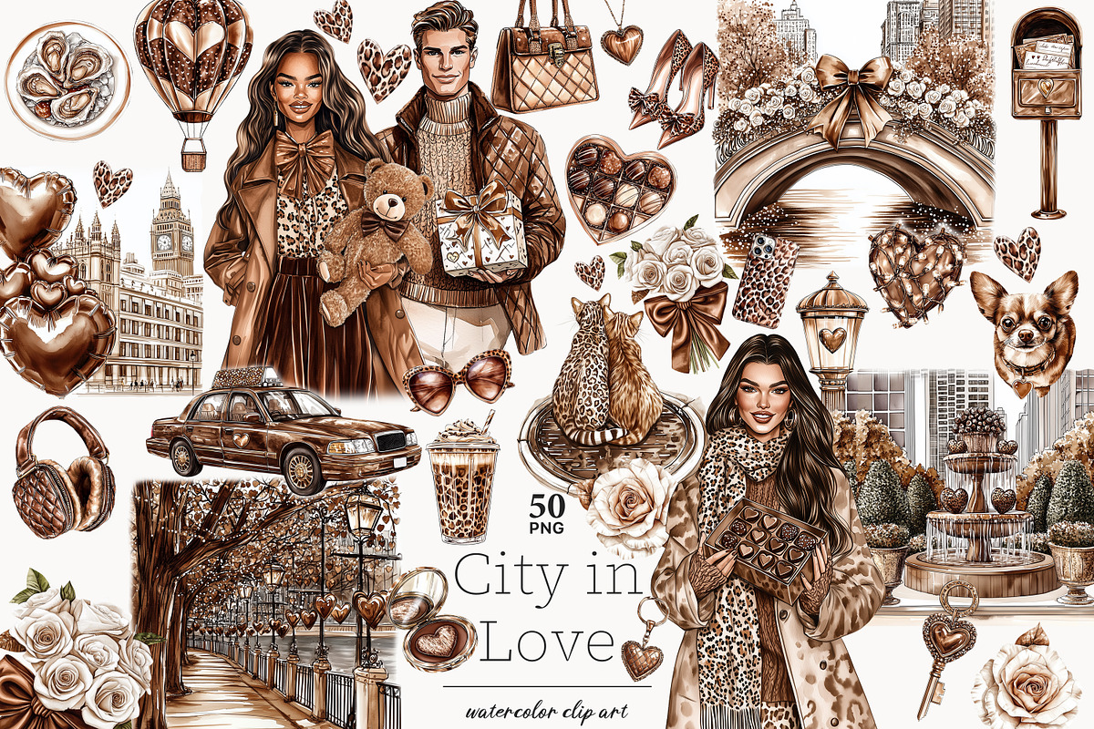 Mocha Valentine's Day Clipart, a Person Illustration by GlamArtZhanna (Photo 1 of 8)
