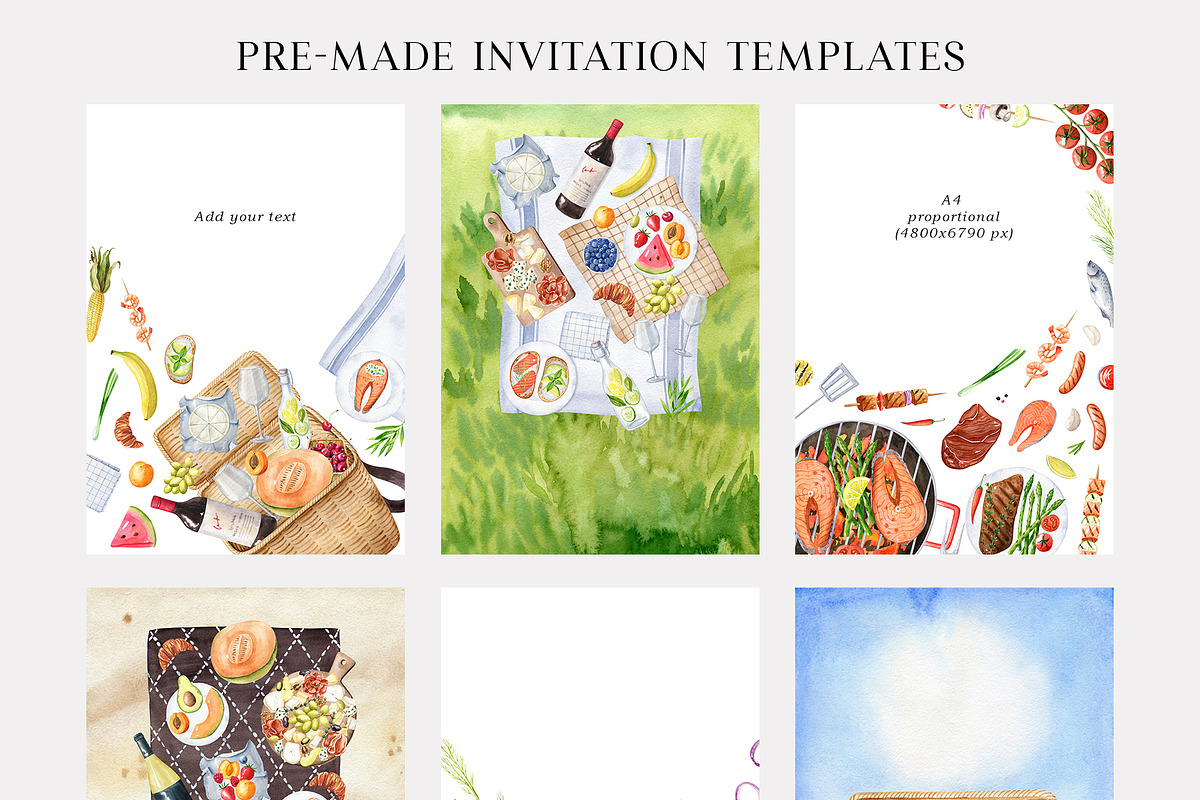 Grill and Picnic watercolor set, a Food Illustration by Natalia Fedorova (Photo 9 of 11)