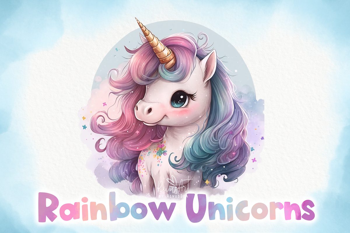 Unicorn PNG clipart. Unicorn Face., an Animal Illustration by RivusArt (Photo 4 of 4)