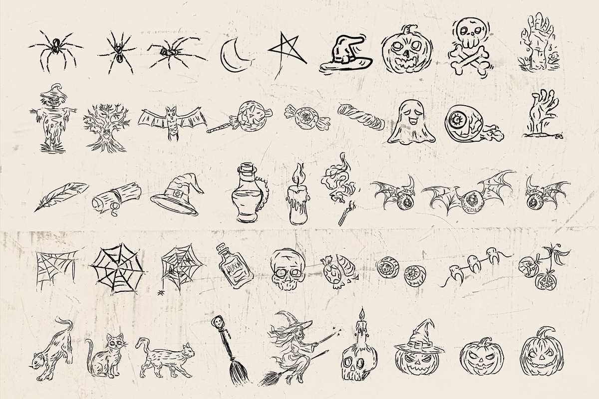 Hand Drawn Spooky Halloween Clipart, an Outline Icon by Baleee (Photo 2 of 5)