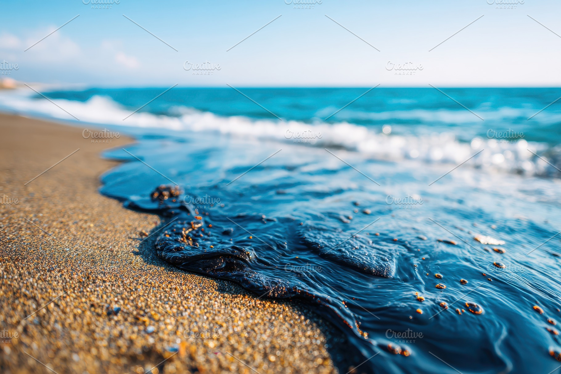 Shimmering shoreline with dark glossy wave, a Nature Photo by AlyaAnd