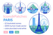 Paris Travel Icons and Patches, an Object Illustration by Alex Krugli (Thumbnail 1 of 5)