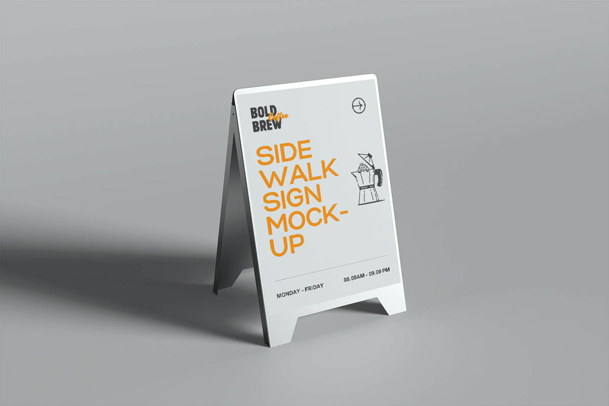 Sidewalk sign Mockup, a Product Mockup by xavier_studio (Photo 5 of 6)