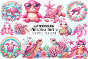 Watercolor Pink Sea Turtle Clipart, an Illustration by CraftArtStudio (Thumbnail 1 of 6)